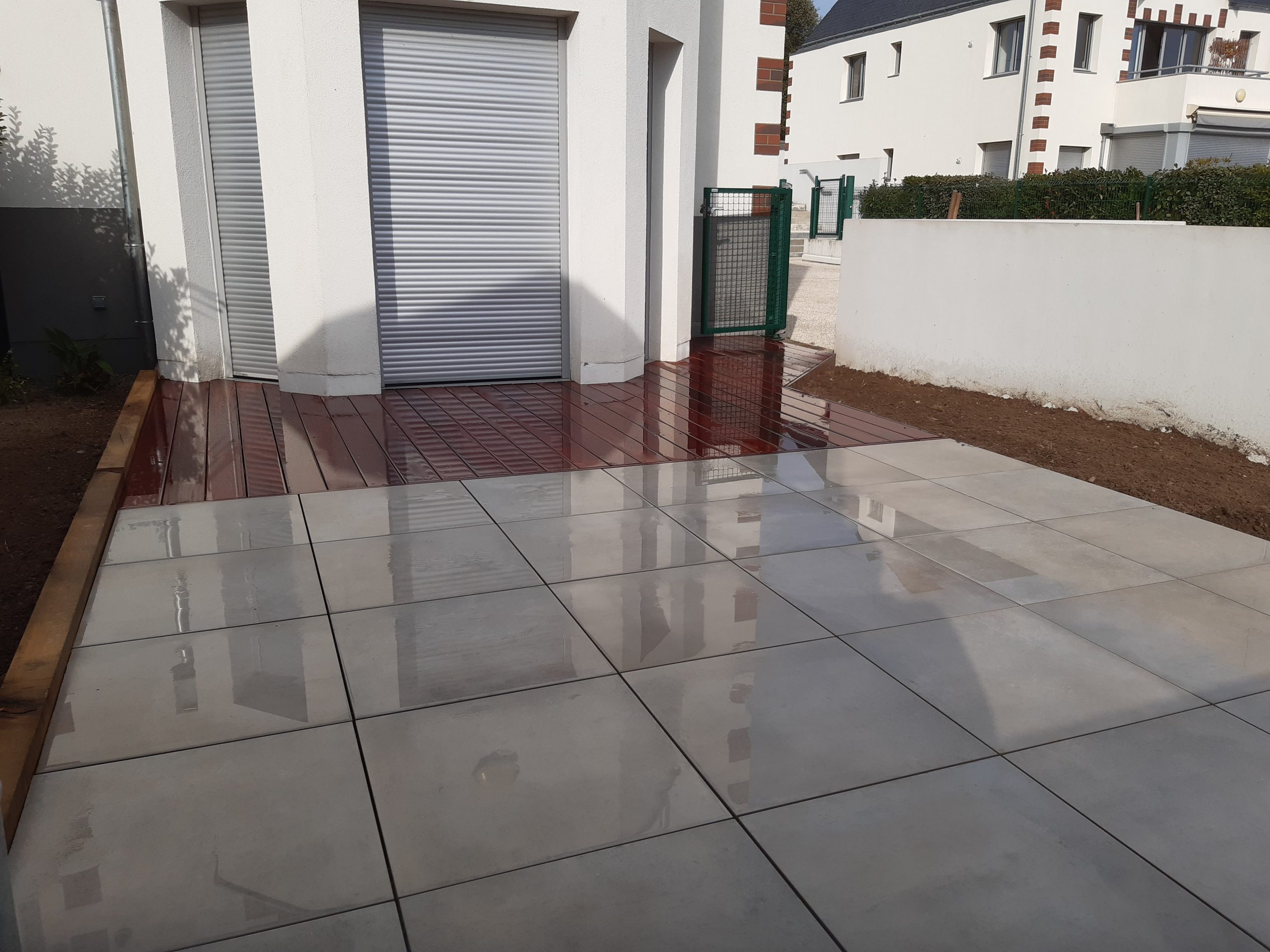 Terrasse mixte Bois et dalles sur plots Pornic 1